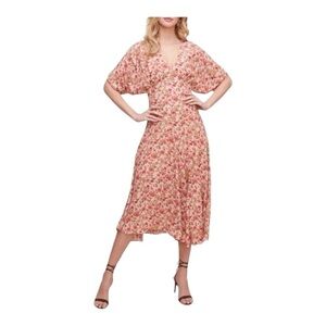 + ASTR Dolman Sleeve Floral MIDI Dress in Blush Size Medium‎ RD1